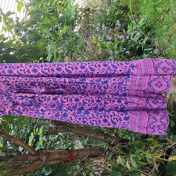 ZESICA, Fall, Spring, Boho Prairie Style Wrap Up, V-NECK, Colorful Flowy Dress - Picture 4 of 6